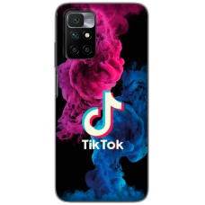 Чохол для Xiaomi Redmi 10 TikTok лого рожево-синій дим