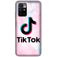 Чохол для Xiaomi Redmi 10 TikTok лого чорне на кольоровому.