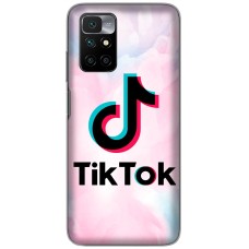 Чохол для Xiaomi Redmi 10 TikTok лого чорне на кольоровому.