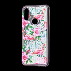 Чохол для Xiaomi Redmi 7 Блискучі вода світло-рожевий "фламінго та кактуси"