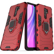 Чохол для Xiaomi Redmi 9 Transformer Ring ударостійкий з кільцем червоний