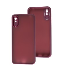 Чохол для Xiaomi Redmi 9A Luxury Metal Lens марсала