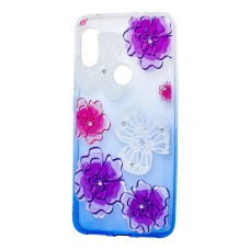 Чохол для Xiaomi Redmi Note 6 Pro Glamour ambre фіолетові "квіти"