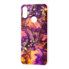 Чохол для Xiaomi Redmi Note 7 мармур "фіолетово-жовтий"