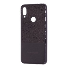 Чохол для Xiaomi Redmi Note 7 Leather + блискітки чорний
