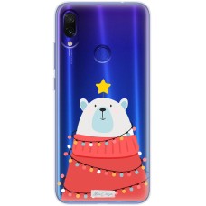 Чохол для Xiaomi Redmi Note 7 MixСase новий рік ведмедик з гірляндою
