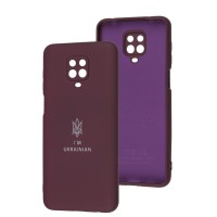 Чохол для Xiaomi Redmi Note 9s/9 Pro Silicone Full Тризуб бордовий