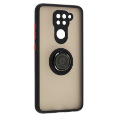 Чохол для Xiaomi Redmi Note 9 LikGus Edging Ring чорний / червоний
