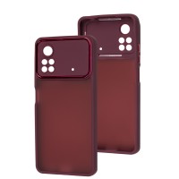 Чохол Xiaomi Poco X4 Pro 5G Luxury Metal Lens марсала