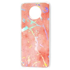 Чохол для Xiaomi Redmi Note 9T Marble блискітки рожевий