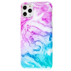 Чохол для iPhone 11 Pro Max Design Mramor Glossy рожево-бірюзовий