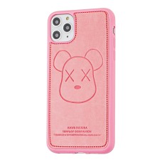 Чохол для iPhone 11 Pro Max Kaws leather рожевий