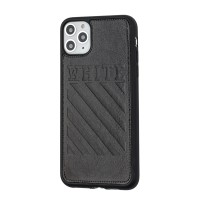 Чохол для iPhone 11 Pro Max off-white leather чорний