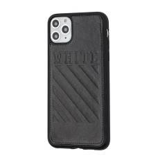 Чохол для iPhone 11 Pro Max off-white leather чорний