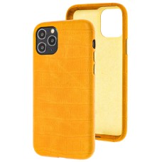 Чохол для iPhone 11 Pro Leather croco full жовтий