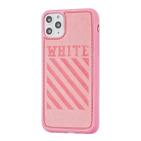 Чохол для iPhone 11 Pro off-white leather рожевий