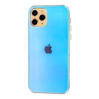 Чохол для iPhone 11 Pro Rainbow glass з лого блакитним