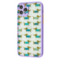 Чохол для iPhone 11 Pro Wave Cartoon dachshund / light purple