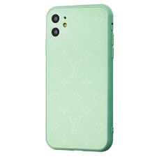 Чохол для iPhone 11 glass LV бірюзовий