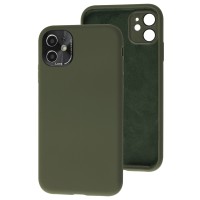 Чохол для iPhone 11 Silicone Full camera Lens темно-оливковий