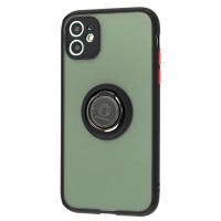 Чохол для iPhone 11 LikGus Edging Ring чорний/червоний