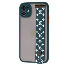 Чохол для iPhone 11 WristBand LV зелений/білий