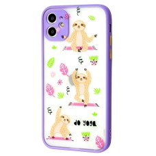 Чохол для iPhone 11 Wave Cartoon dancing sloths / light purple