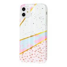 Чохол для iPhone 11 Design Mramor Benzo біло-рожевий