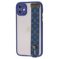Чохол для iPhone 11 WristBand LV синій/зелений