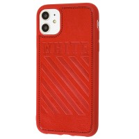 Чохол для iPhone 11 off-white leather червоний