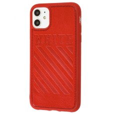 Чохол для iPhone 11 off-white leather червоний