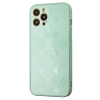 Чохол для iPhone 12 Pro Max glass LV бірюзовий