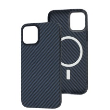 Чохол для iPhone 12 Pro Max Carbon MagSafe blue