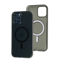 Чохол для iPhone 12 Pro Max Clear color MagSafe black