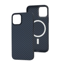 Чохол для iPhone 12/12 Pro Carbon MagSafe blue
