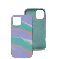 Чохол для iPhone 12 / 12 Pro Aquarelle full бірюзово-бузковий