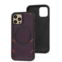 Чохол для iPhone 12/12 Pro MagSafe eco-leather + MagSafe popSocket grape