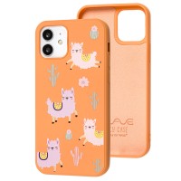 Чохол для iPhone 12 / 12 Pro Wave Fancy funny llamas / peach