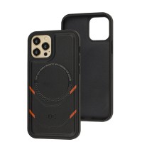 Чохол для iPhone 12/12 Pro MagSafe eco-leather + MagSafe popSocket black