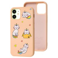 Чохол для iPhone 12 mini Wave Fancy rainbow cat / pink sand
