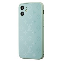 Чохол для iPhone 12 mini glass LV бірюзовий