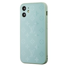 Чохол для iPhone 12 mini glass LV бірюзовий