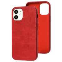 Чохол для iPhone 12 mini Leather croco full червоний