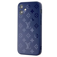 Чохол для iPhone 12 mini glass LV синій