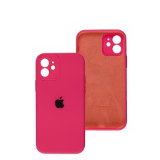 Чохол для iPhone 12 Silicone Slim Full camera shiny pink