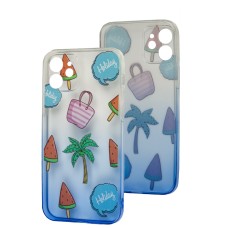 Чохол для iPhone 12 Wave Sweet white/blue/palm