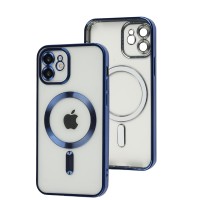 Чохол для iPhone 12 Fibra Chrome MagSafe blue