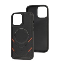 Чохол для iPhone 13 Pro Max MagSafe eco-leather + MagSafe popSocket black