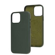 Чохол для iPhone 13 Pro Max Leather classic Full MagSafe military green