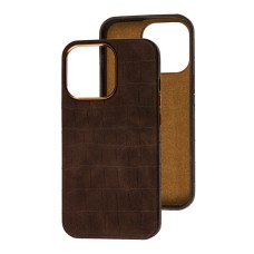 Чохол для iPhone 13 Pro Max Leather croco full brown